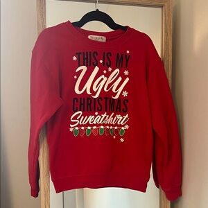 Red Christmas Sweatshirt with Festive Print